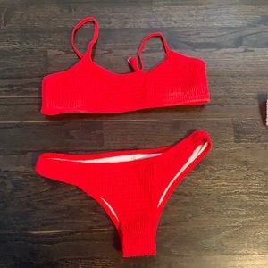 Shein Red Smocked Bikini